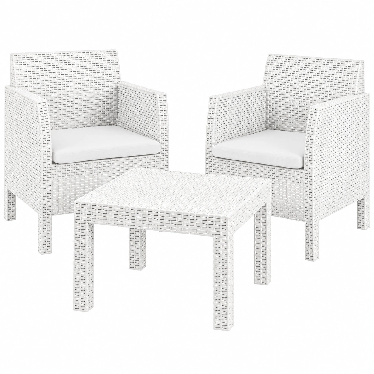 Conjunto de Jardín Toomax Matilde con Sillones y Mesa, Estilo Ratán Blanco