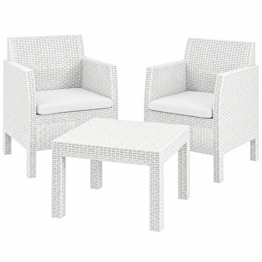 Conjunto de Jardín Toomax Matilde con Sillones y Mesa, Estilo Ratán Blanco
