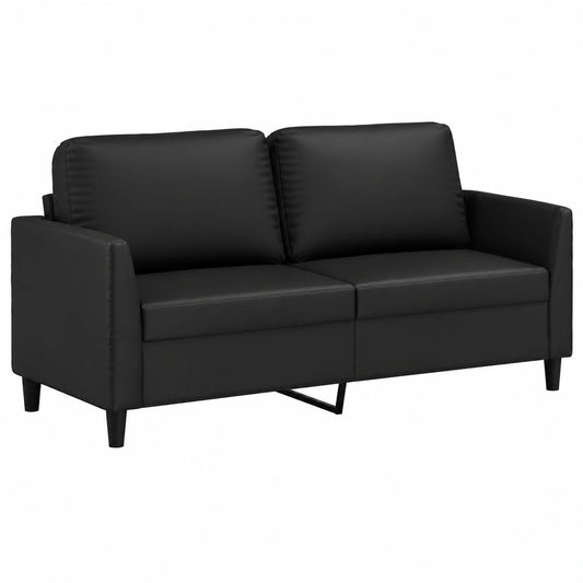 Sofá Moderno de 2 Plazas en Cuero Sintético Negro, 140 cm
